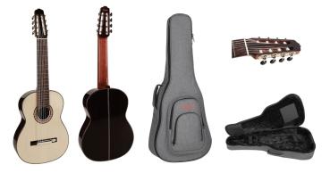 Salvador Cortez CS-60-8, 8-saitige Konzertgitarre, massive Fichte / Palisander, mit Gig Bag