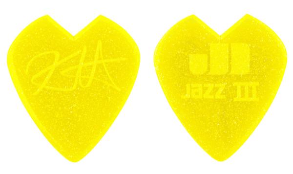 Dunlop Kirk Hammett Jazz III custom V-shaped, 0,88 mm, gelb