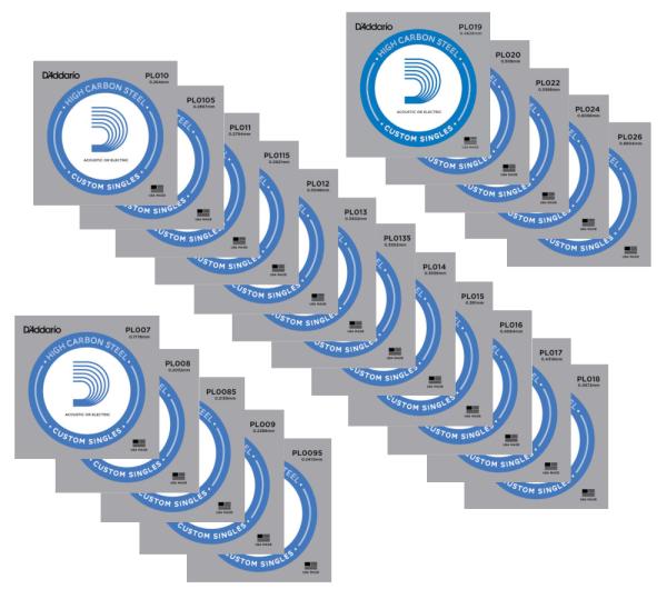 D'Addario plain steel Einzelsaiten